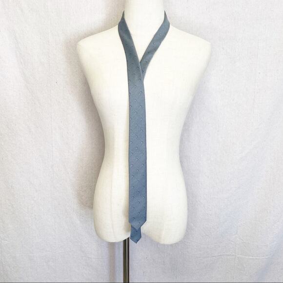 Vintage City Limits gray square pattern skinny 2" men's/unisex necktie - Picture 6 of 9